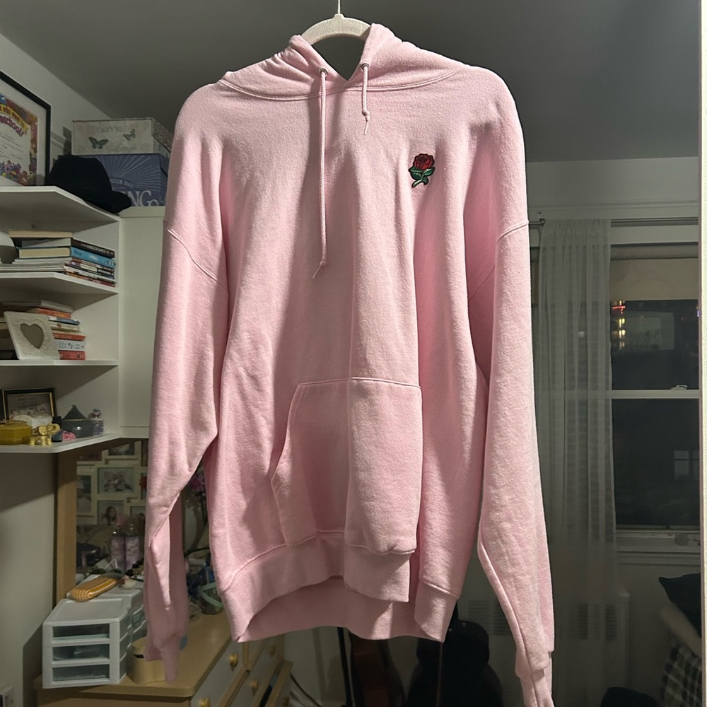 Large Pink sweater with a rose!